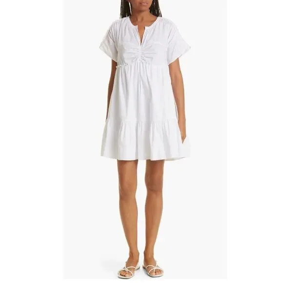 Tanya Taylor Amaria Ruffle Poplin A-Line Dress, New, Size XL